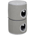 Tour pour chat modulable tonneau griffoir chat avec fermeture éclair séparable 3 niveaux deux balles Ø 42 x 69H cm gris-0