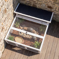 Maison Tortue Terrestre Habitat 2 Zones avec Double Toit Ouvrant Bitumé et Grillagé Fenêtre 113x106,5x44,5cm Gris Foncé