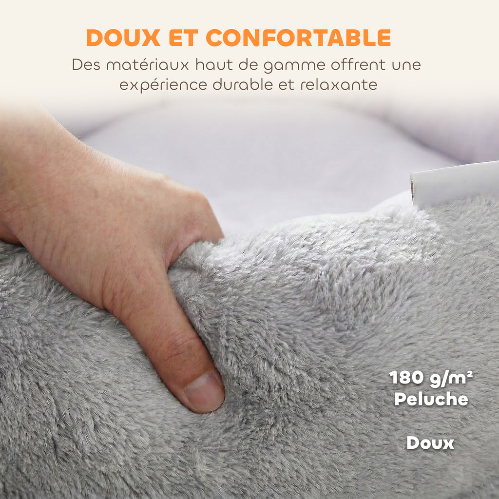 Lit pour chat réversible, lit pour chats d'intérieur et petits chiens, lit rond avec rebord de soutien, gris clair
