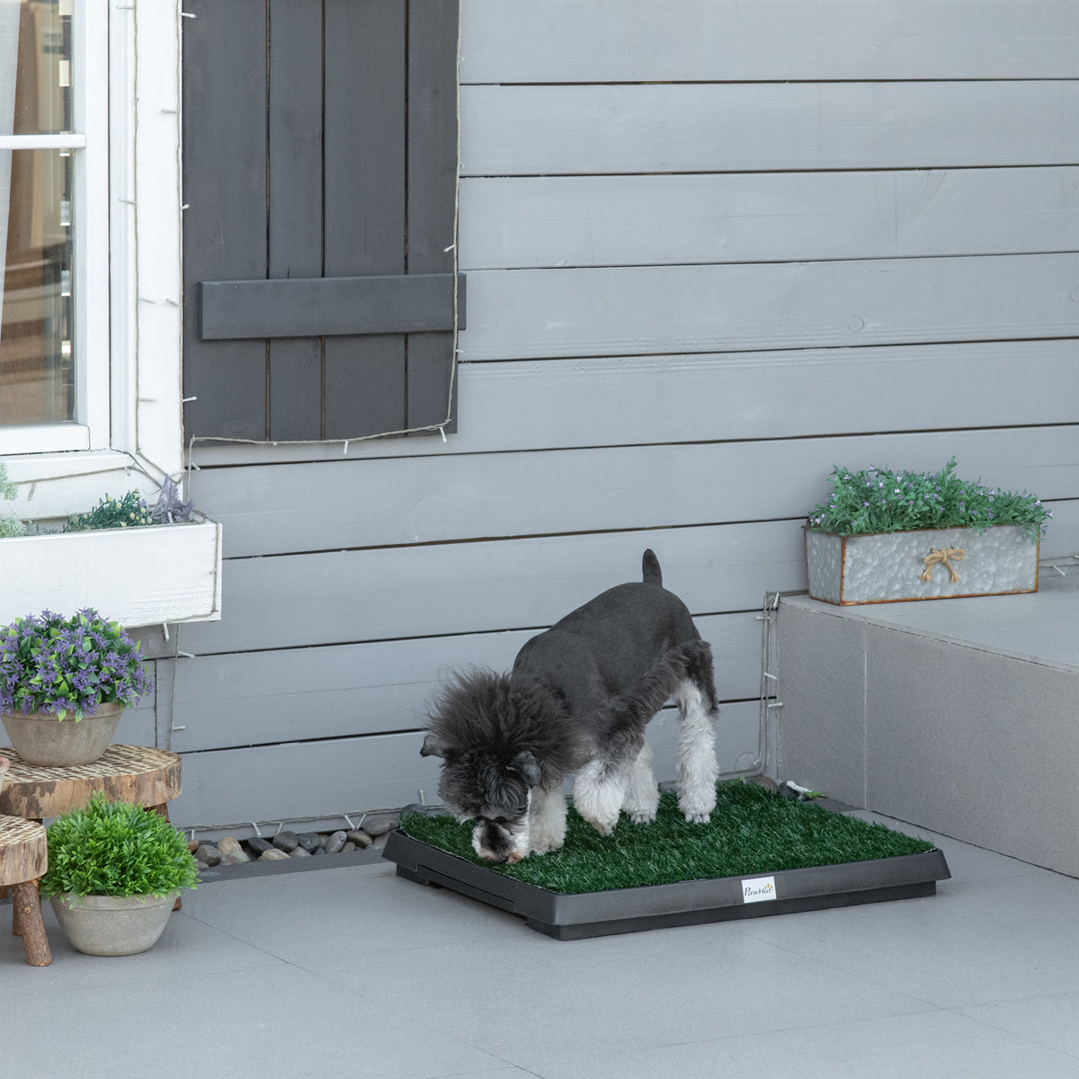 Toilette pour Chien, Gazon Synthétique, Bacs à Litières Portables à Pelouse, Tiroir à Déjection, 63x51x6cm, Vert