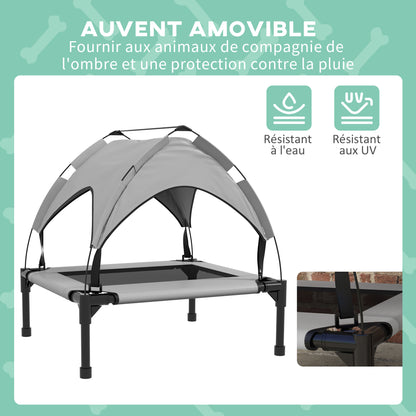 Lit pour chien chat sur pieds grand confort velum anti-UV oxford sac de transport inclus 76 x 61 x 69,5 cm gris