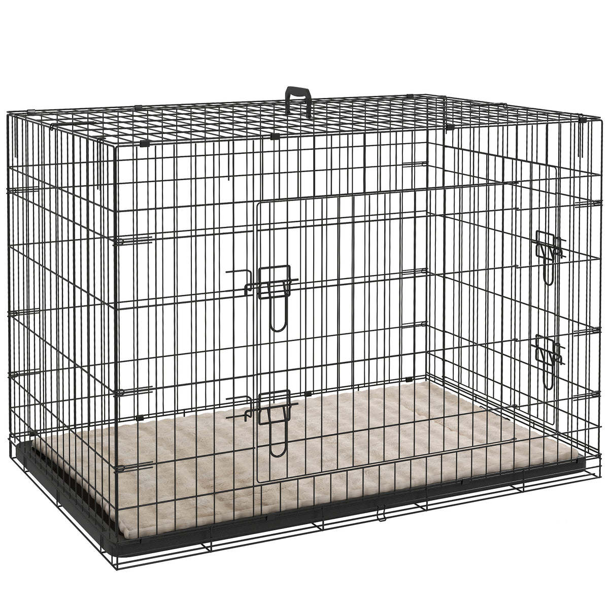 Cage caisse de transport pliante pour chien poignée, plateau amovible, coussin fourni 105 x 70 x 75 cm noir