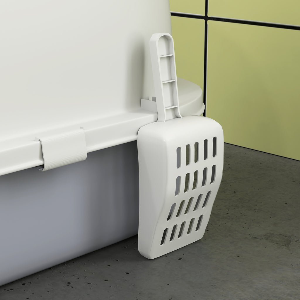 Maison de toilette pour chat bac à litière fermé chat poignée de transport porte translucide 40,5 x 52 x 39 cm gris