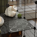Enclos pour petits animaux, cage à lapin modulable 2 niveaux, 39 panneaux avec rampe, en acier, 140 x 70 x 105 cm, noir