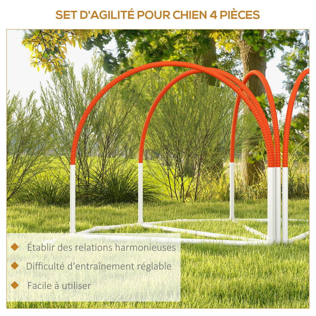 Lot de 4 pièces d'équipement agility- hooper agility - arceaux entrainement pour chien, obstacle avec sac de transport
