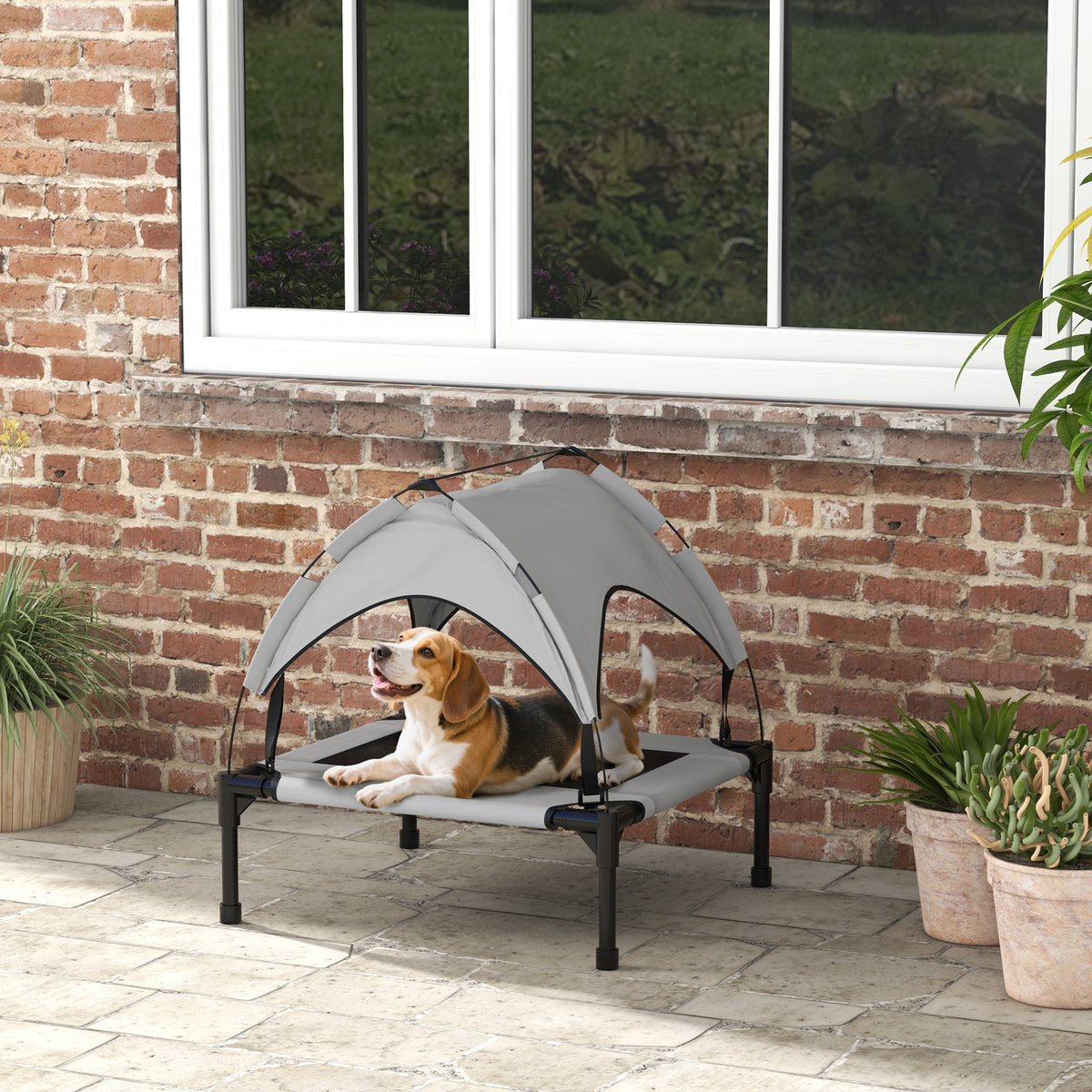 Lit pour chien chat sur pieds grand confort velum anti-UV oxford sac de transport inclus 76 x 61 x 69,5 cm gris
