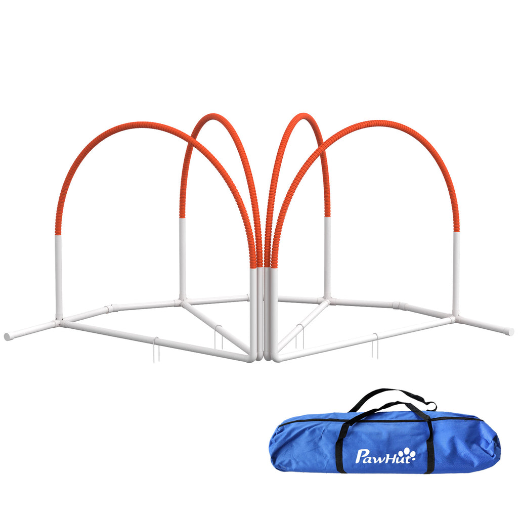 Lot de 4 pièces d'équipement agility- hooper agility - arceaux entrainement pour chien, obstacle avec sac de transport