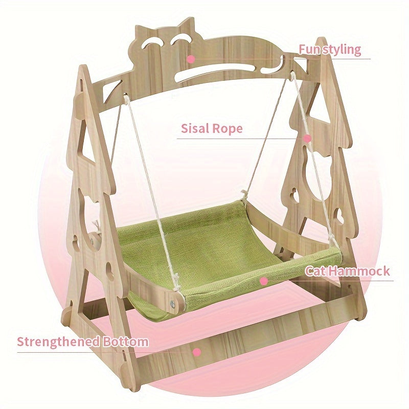 Cat Hammock Tree with Scratching Rope Lounger Bed
