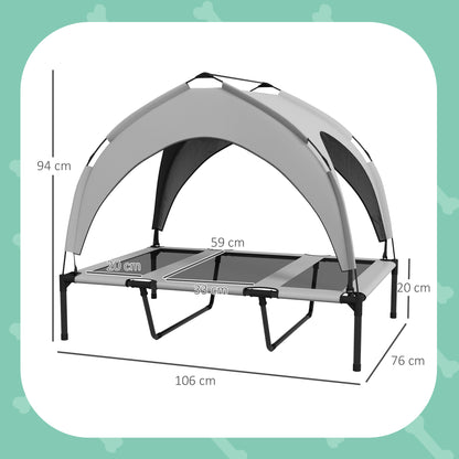 Lit pour chien chat sur pieds grand confort velum anti-UV oxford sac de transport inclus106 x 76 x 94 cm gris