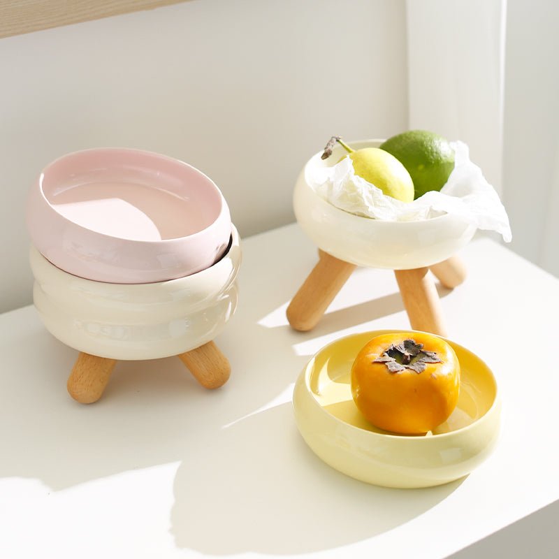 Gulu Elevated Ceramic Pet Water Bowl with Wooden Stand