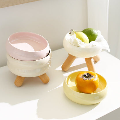 Gulu Elevated Ceramic Pet Water Bowl with Wooden Stand