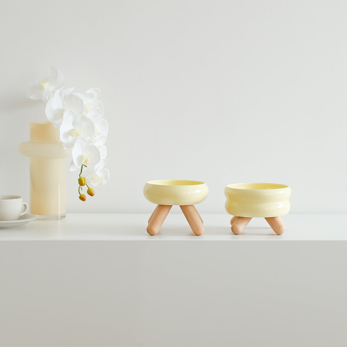 Gulu Elevated Ceramic Pet Water Bowl with Wooden Stand