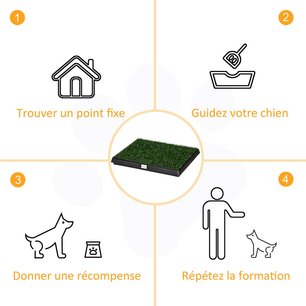 Toilette pour Chien, Gazon Synthétique, Bacs à Litières Portables à Pelouse, Tiroir à Déjection, 63x51x6cm, Vert