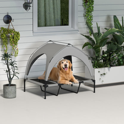 Lit pour chien chat sur pieds grand confort velum anti-UV oxford sac de transport inclus106 x 76 x 94 cm gris