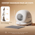 Litière Chat Autonettoyante 72L, Purification Action, Contrôle par App, Protection de Sécurité, 58,1x47,5x53cm, Blanc